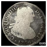 1794 Mexico Spanish Colony Silver 4 Reales NEARLY