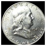 1949-S Silver Half Dollar Franklin CLOSELY UNCIRCU
