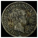 1825-A Germany-Prussia SIlver 1/2 Groschen NEARLY