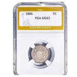 1866 Shield Nickel PGA MS63