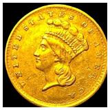 1856 Gold $1 Indian Princess Head NEARLY UNCIRCULA