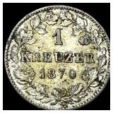 1870 Germany Silver Kreuzer - Karl I NEARLY UNCIRC