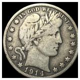 1914-S Silver Barber Half Dollar CLOSELY UNCIRCULA