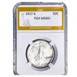 1917-S Walking Liberty Half Dollar PGA MS66+