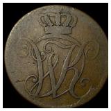 1820 German States Copper 4 Heller NEARLY UNCIRCUL