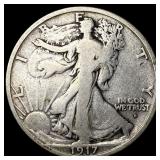 1917-D Silver Half Dollar Walking Liberty LIGHTLY