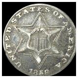 1859 Silver Three-Cent Piece NEARLY UNCIRCULATED