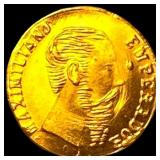 1865 Mexico Maximilian Empire Gold 20 Pesos UNCIRC