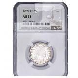 1894-O Barber Quarter NGC AU58