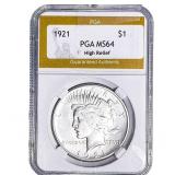 1921 Silver Peace Dollar PGA MS64