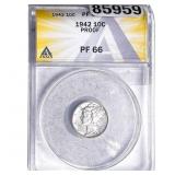 1942 Mercury Silver Dime ANACS PF66