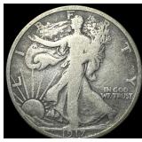 1917-S Silver Walking Liberty Half Dollar LIGHTLY