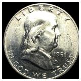 1951 Franklin Silver Half Dollar CHOICE BU