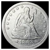1853 Arrows Seated Liberty Quarter NEARLY UNCIRCUL