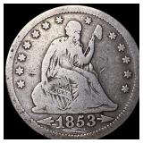1853 Arrows Seated Liberty Quarter LIGHTLY CIRCULA