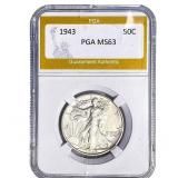 1943 Walking Liberty Half Dollar PGA MS63