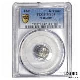 1849 Frankfurt 1 Silver Kreuzer PCGS MS64