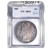 1886 Morgan Silver Dollar ICG MS63