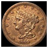 1854 Braided Hair Half Cent CLOSELY UNCIRCULATED