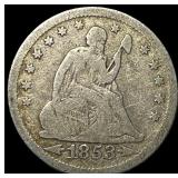 1853 Arrows Seated Liberty Quarter LIGHTLY CIRCULA