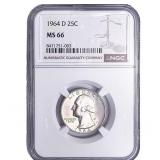 1964-D Washington Silver Quarter NGC MS66