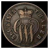 1858 Germany-Schaumburg Silver Pfennig NEARLY UNCI