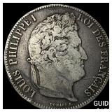 1834 France Silver 5 Francs NEARLY UNCIRCULATED