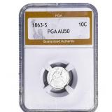 1863-S Seated Liberty Dime PGA AU50