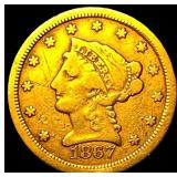 1867-S Gold $2.50 Liberty Head Quarter Eagle LIGHT