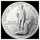 1925 Silver Lexington-Concord Half Dollar CLOSELY