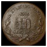 1915 Mexico 10 Centavos NEARLY UNCIRCULATED