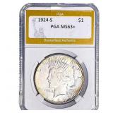 1924-S Silver Peace Dollar PGA MS63+