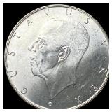 1938 Sweden Silver 2 Kroner UNCIRCULATED