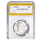 1948-D Franklin Half Dollar PGA MS66 FBL