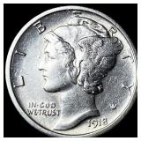1918-S Silver Mercury Dime CHOICE AU