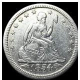 1854 Arrows Seated Liberty Quarter NEARLY UNCIRCUL