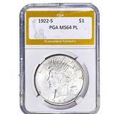 1922-S Silver Peace Dollar PGA MS64 PL