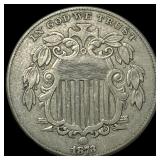 1873 Shield Nickel NEARLY UNCIRCULATED