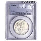1943-D Walking Liberty Half Dollar PCGS MS66