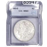 1883-O Morgan Silver Dollar ICG MS63