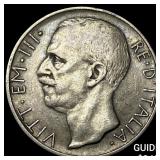 1927-R Italy Silver 10 Lire NEARLY UNCIRCULATED