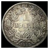 1915-A Germany Silver 1 Mark NEARLY UNCIRCULATED