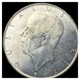 1938 Sweden Silver 2 Kroner UNCIRCULATED