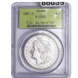 1881-S Morgan Silver Dollar PCGS MS64 PL