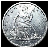 1842 Silver Half Dollar CLOSELY UNCIRCULATED
