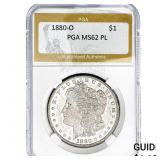 1880-O Morgan Silver Dollar PGA MS62 PL