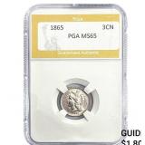 1865 Nickel Three Cent PGA MS65
