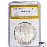 1878-CC Morgan Silver Dollar PGA MS64