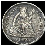 1861 Silver Half Dime NEARLY UNCIRCULATED
