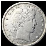 1906-O Silver Barber Half Dollar CLOSELY UNCIRCULA